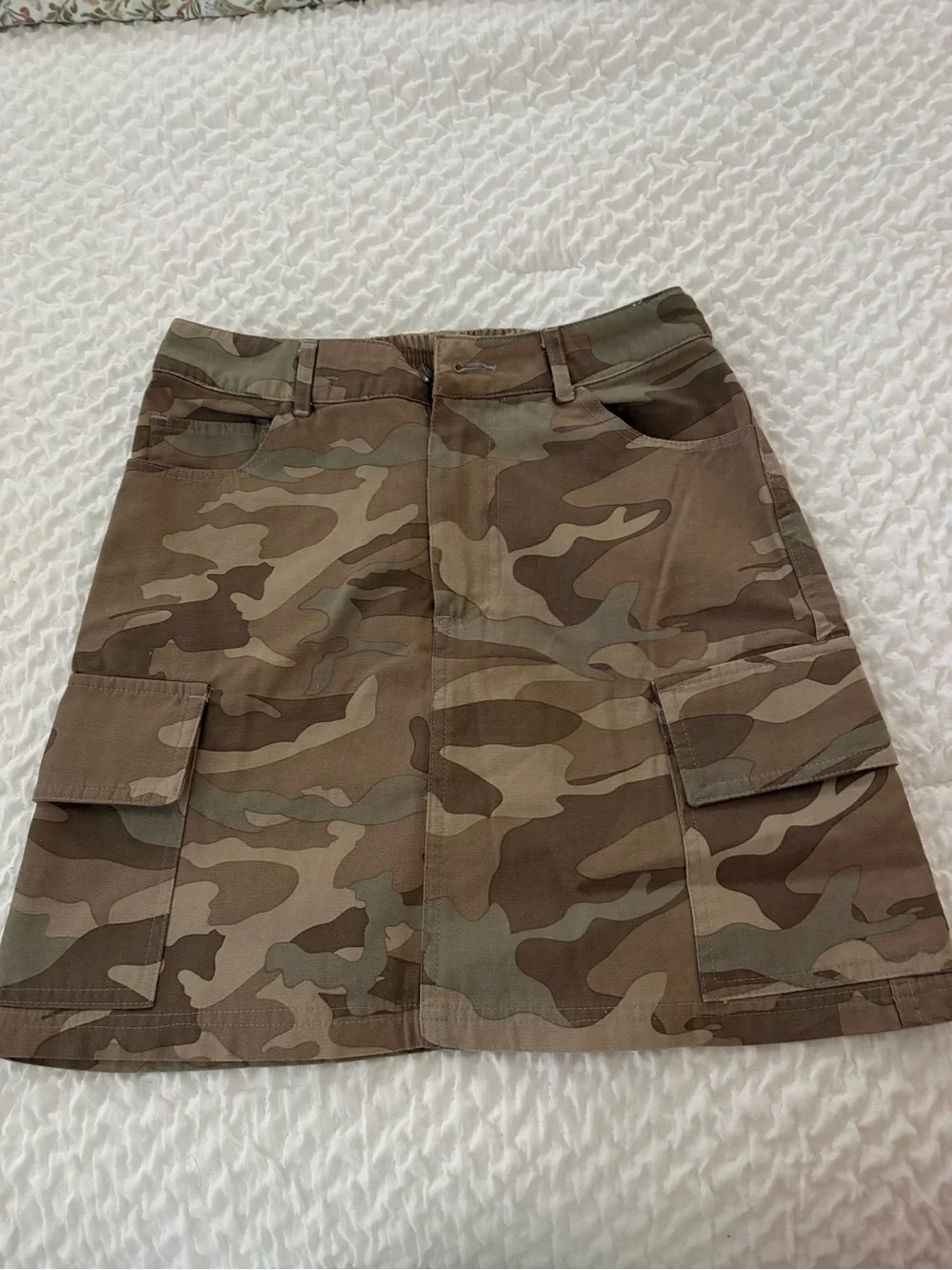 Blue Rain Camouflage Cargo Mini Skirt - Brown/Olive
